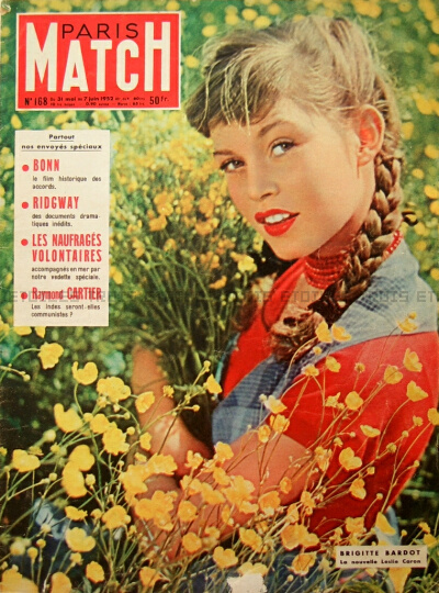 PARIS MATCH 1952 168 ブリジット・バルドー フランス アンティーク雑誌 送料無料★vm0069