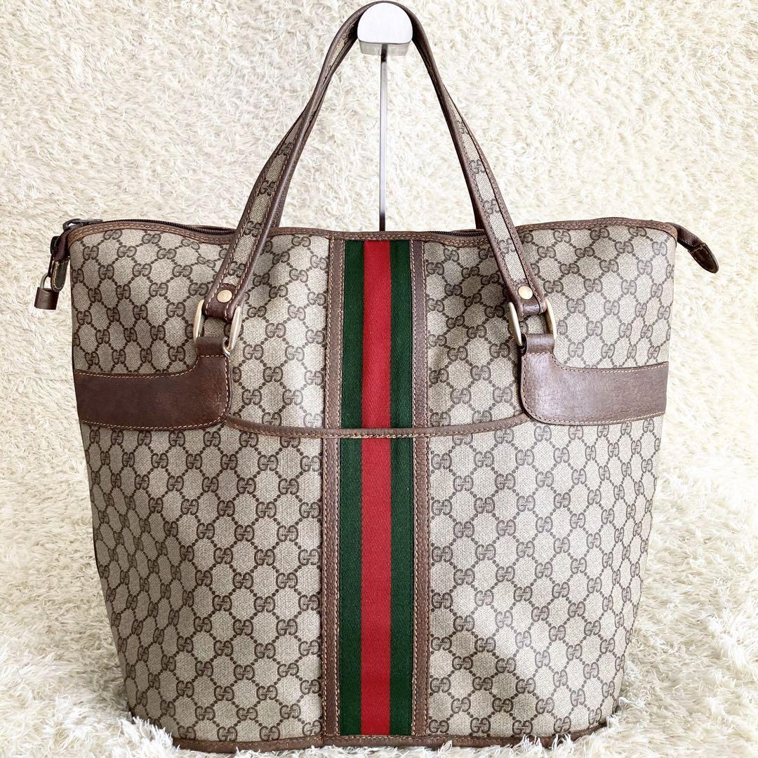 GUCCI グッチ OLDGUCCI オールドグッチ トートバッグ GG柄 シェリー