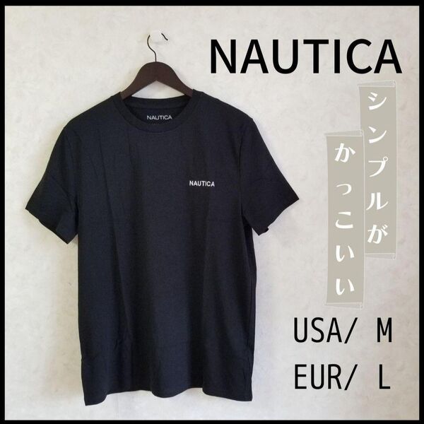 ノーティカ NAUTICA ワンポイントロゴ ショートスリーブ Tシャツ 黒 ブラック S M ロゴTシャツ 半袖Tシャツ メンズ