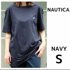 ノーティカ NAUTICA ワンポイントロゴ ショートスリーブ Tシャツ 紺 ネイビー S クルーネック トップス 半袖 