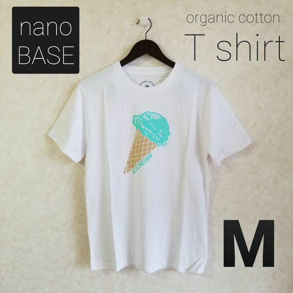 Tシャツ アイスクリーム 半袖 ナノベース ユニセックス 男女兼用 ホワイト 白 M 半袖Tシャツ シャツ nano BASE 