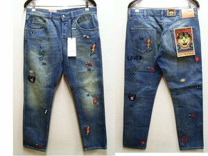 ◇即決[W34]未使用品 GUCCI 19SS ミケーレ期 LOT 53 Symbols Tapered Denim Pant 刺繍 シンボル テーパード デニム パンツ■2310