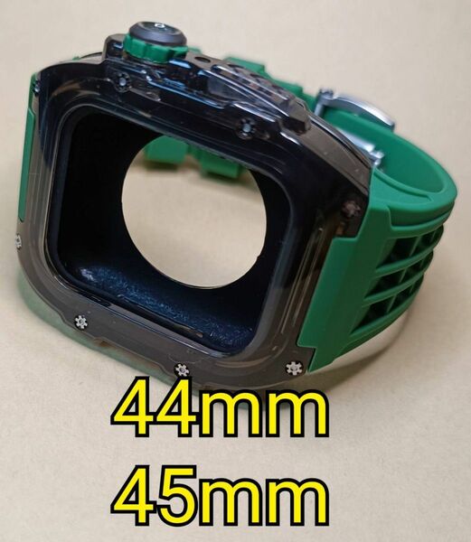 44 45 クリア黒緑 apple watch ラバー カスタム 透明 ゴールデンコンセプト Golden concept