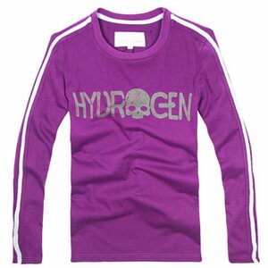 美品◆【格好良く】【通気品】メンズTシャツHYDROGENハイドロゲン長袖トップススカイアルファ紫XXL