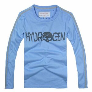 美品◆【格好良く】【通気品】メンズTシャツHYDROGENハイドロゲン長袖トップススカイアルファブルーL