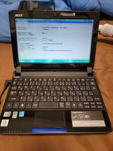 ACER Aspire one 532h-CPK11 HDD無し　メモリ1GB　HDD無　ACアダプタ無　動作確認済み　傷少な目　現状渡し　