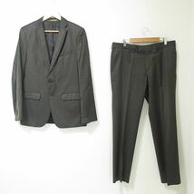 美品 ZARA MAN ザラマン シングルスーツ セットアップ 2B テーラードジャケット スラックス パンツ 48 42 茶 ブラウン 404_画像1