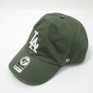 美品 47Brand フォーティセブンブランド MLB LAロゴ ドジャース キャップ 帽子 OSFA カーキ 404