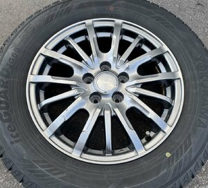 AUTOBACS LEBEN DS5 15インチ アルミホイール 6J +45 5H 100 深溝 ヨコハマ iceGUARD iG60 195/65R15 19年製 レーベン アイスガード 5穴