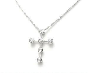 [ green shop pawnshop ] De Beers diamond Cross necklace K18WG[ used ]