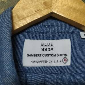 ■GAMBERT CUSTOM SHIRTS ギャンバートカスタムシャツ サイズM 送料無料 BULE WORK 別注の画像5