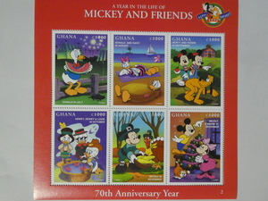 ga-na stamp [ Disney ]( Mickey Mouse 70 anniversary ) 6 sheets seat A..