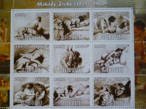 jibchi stamp [ nude .](Mihaly Zichy) 9 sheets seat 