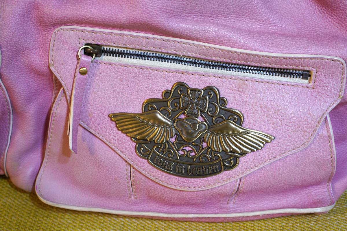TOUS トウス レザー 高級本革 ハンドバッグ ショルダー ライトピンク系 TOUS トウス レザー 高級本革 ハンドバッグ ショルダー ライトピンク系