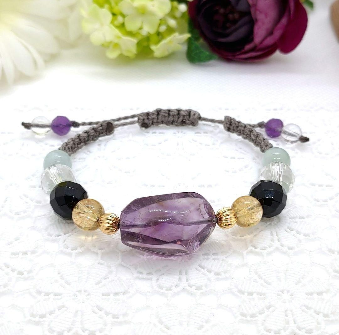 Natural stone macrame bracelet◆Amethyst◆Citrine◆Jade◆Onyx, Handmade, Accessories (for women), others