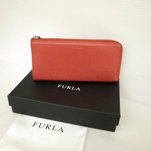 5486T【本物保証】 FURLA フルラ L字ファスナー 長財布 レッド系