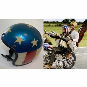 h152 希少 アメリカ 製 ビンテージ イージーライダー CAPTAIN AMERICA Easy Rider 国旗 星条旗 ヘルメット スター M USA VINTAGE