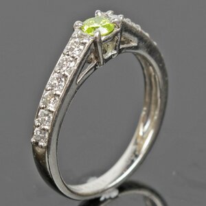 美品『USED』pt900 アップルダイヤモンド 0.184ct D0.38ct リング #11.5 指輪 4.6g