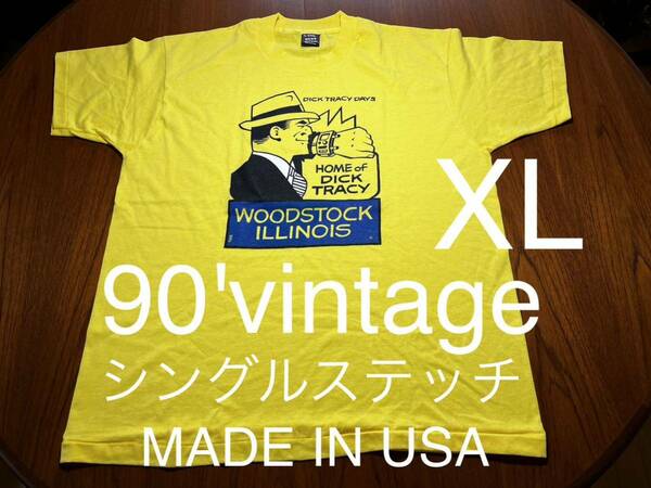 90' USA製！シングルステッチ　DIC TRACY WOOD STOCK アメリカ製MADE IN USA ディックトレイシー　ウッドストック　ヴィンテージ vintage