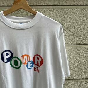 USED ユーロ古着 白 プリントTシャツ 半袖Tシャツ ホワイト カラフル POWER Kid SNAP Sportswear euro vintage ヴィンテージ ビンテージ