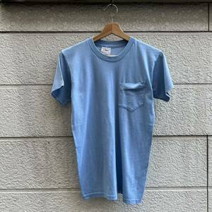 70s 80s USA製 ポケットTシャツ 無地Tシャツ 水色 サックスブルー SEARS WORK SHIRT ポケT アメリカ製 古着 vintage ヴィンテージ Mサイズ