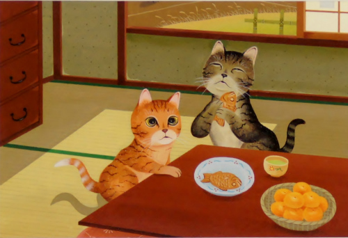 Niedlicher Katzenmaler Katsutoshi Taki Gerahmte Katzen-Minikunst Love...Tai Kijitora-Katze Tabby-Katze Auslaufprodukt, Auf Lager begrenzt., Kunstwerk, Malerei, Andere