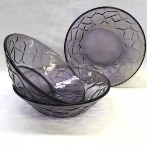 *... shop * nostalgia. Showa Retro * amethyst glass large bowl ( turtle . pattern )3 piece set [ article limit!]