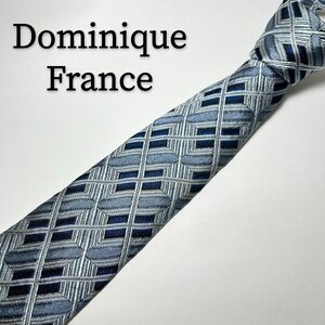 ドミニクフランス Dominique France ネクタイ シルク ブルー 総柄 爽やか ハイブランド レギュラー 青 絹