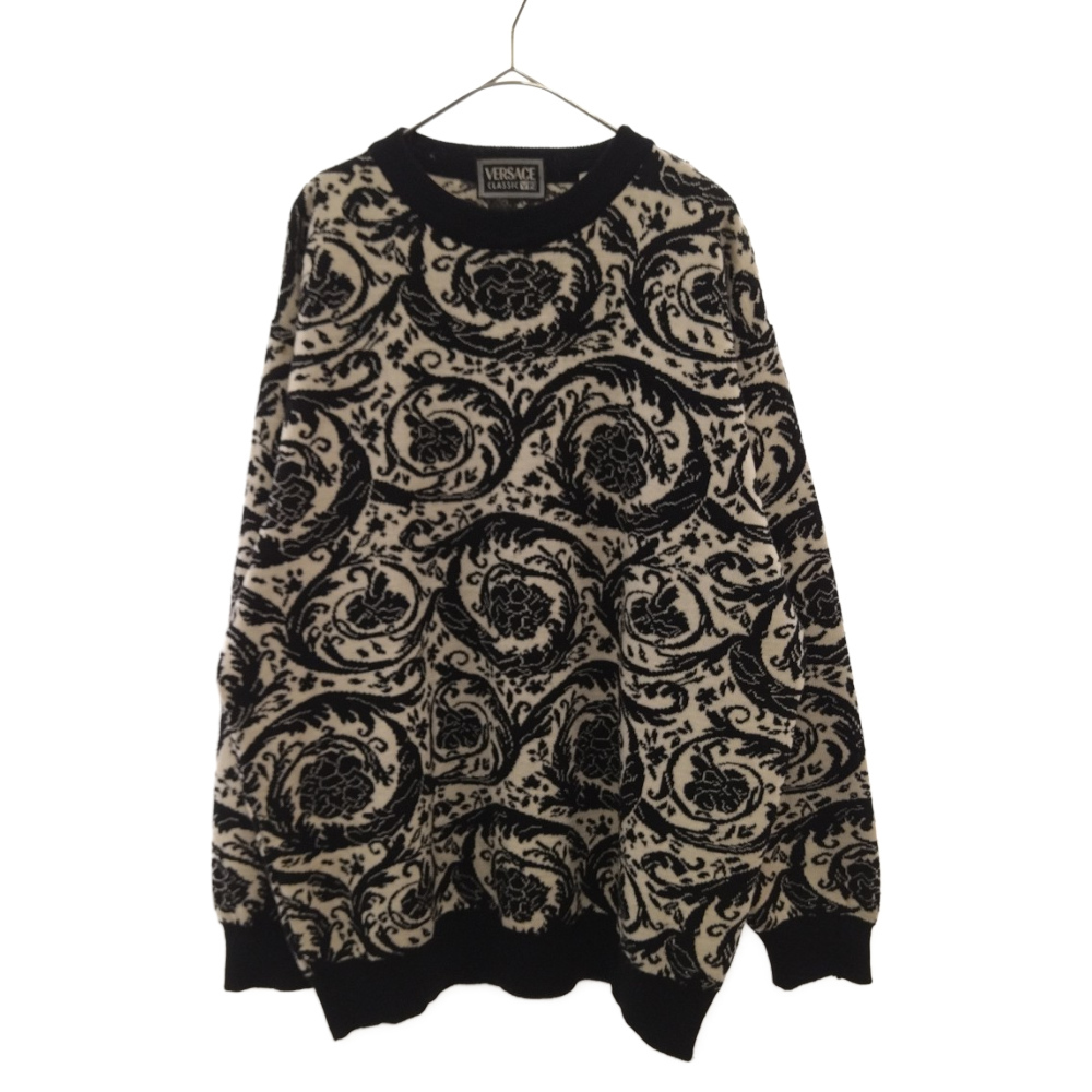 セール価格公式 【極上】 ブラック 総柄 vintage Versace ニット XL
