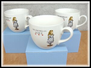 【3個セット】 55261 未使用 前畑陶器 不思議の国のアリス マグカップ ちょいレア柄？×3客 THE MACMILLAN ALICE 1865