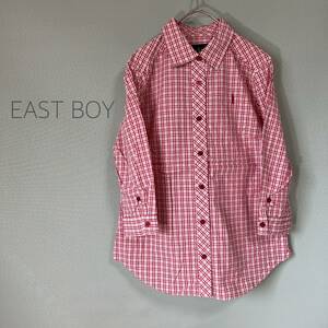 ◎EAST BOY イーストボーイ 七分袖シャツ コットンシャツ チェック柄シャツ レディース サイズ9 綿100％ 赤系色