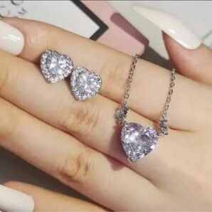 Silver925ハートシェイプネックレス&ピアスセット