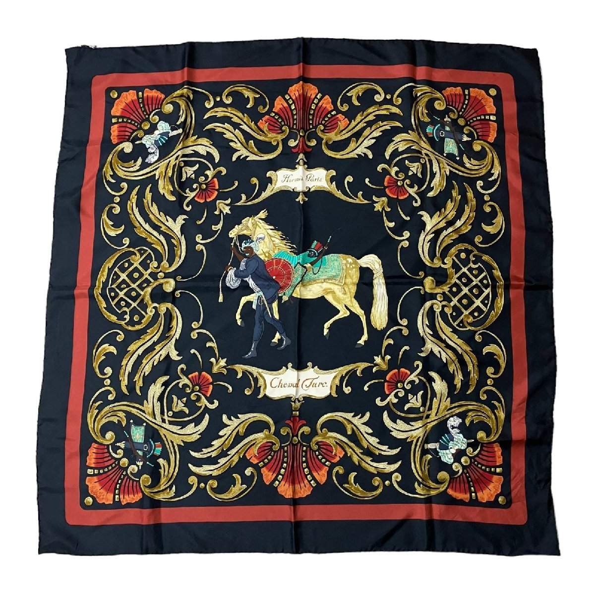 古典 美品 エルメス シルクスカーフ カレ90 お馬の話をして ホース