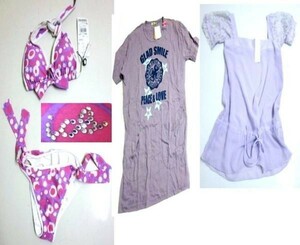  polka dot pattern ICB-9 number 2P swimsuit + long T-shirt + race sleeve Cami attaching!! total 3 points collection exhibition!!