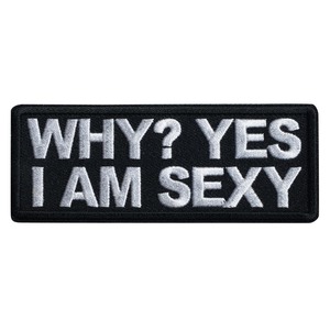 Ivamis Trading パッチ WHY YES I AM SEXY アイロンシート付き ツイル生地 P6499