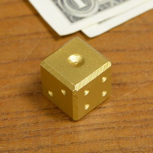 サイコロ 直角 アルミ合金製 ダイス 16mm [ ゴールド ] 骰子 賽子 dice さいころ エッジ無し 面取り