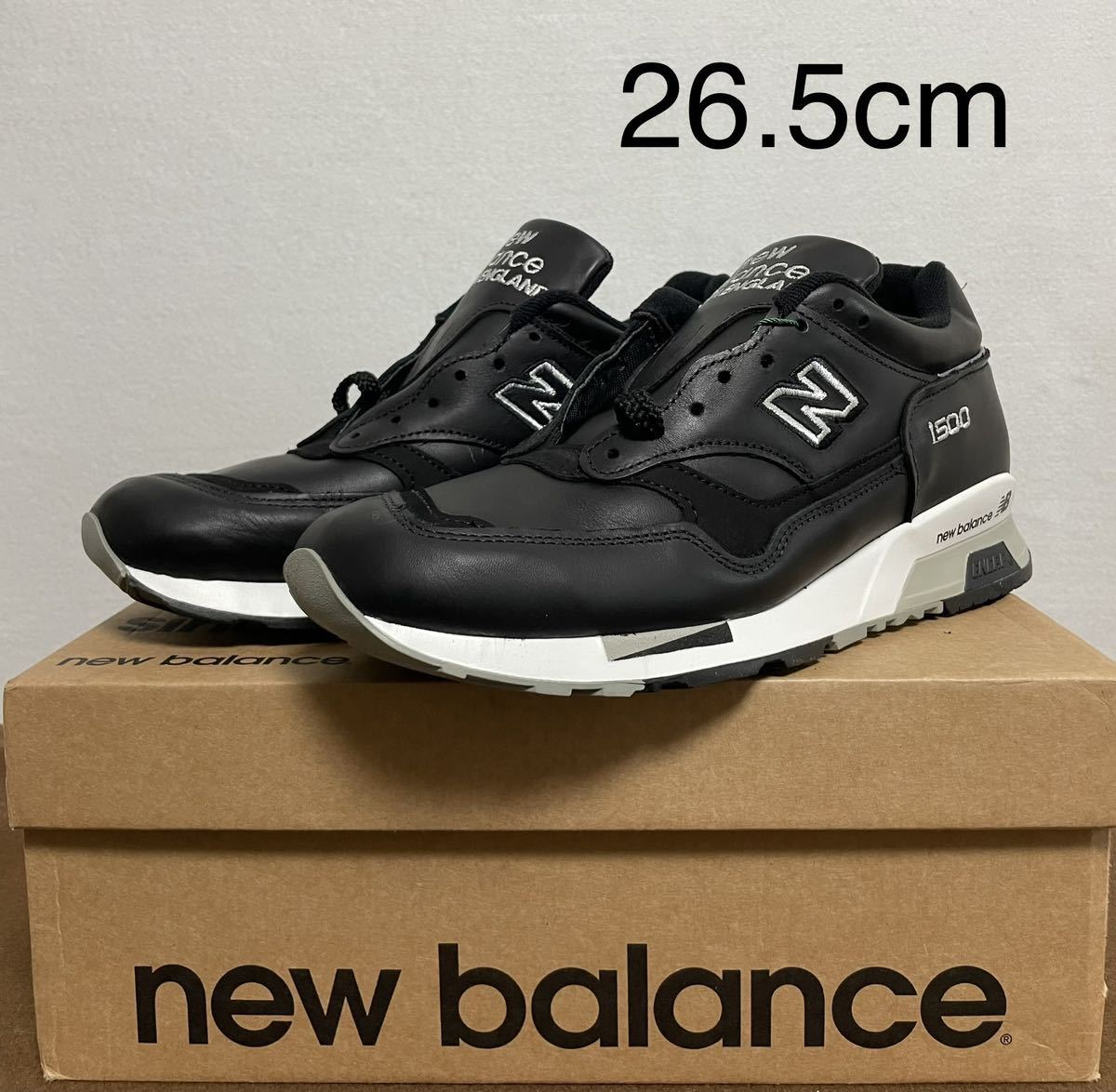 正規通販 新品 26.5 "ニューバランス1500オールレザーブラック New Balance M1500BK 英国製 オールレザー