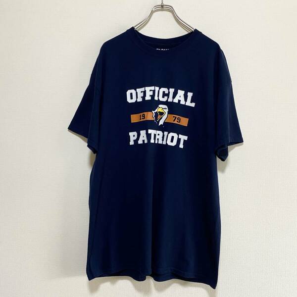 アメリカ古着　PATRIOT　パトリオット　半袖Tシャツ　ビッグサイズ　ゆるだぼ　XLサイズ　ネイビー　両面プリント　【J426】