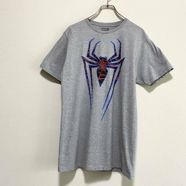 アメリカ古着　スパイダーマン　MARVEL　マーベル　半袖Tシャツ　ロゴプリント　Mサイズ　グレー　【J507】