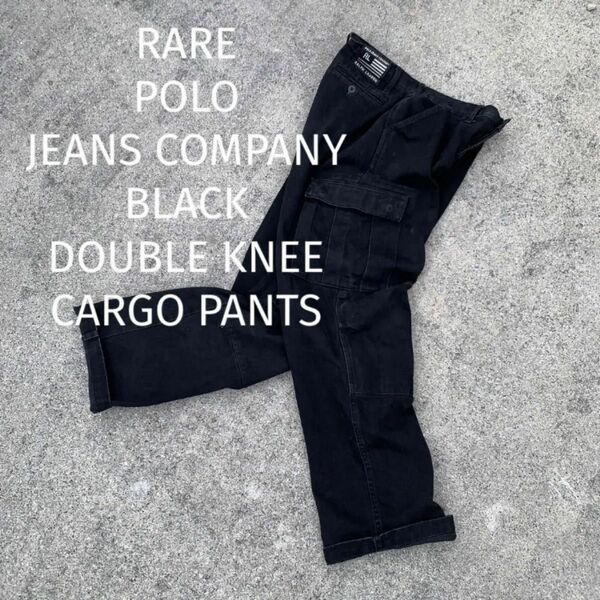 POLO JEANS BLACK DOUBLEKNEE CARGO PANTS