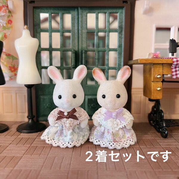 【ハンドメイド】シルバニア＊小花柄ワンピースセット＊赤ちゃんサイズ