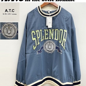 /M/ A.T.C in the attic ブルーロンティ ストリート 長袖Tシャツ メンズレディース ドロップショルダー タグ 青 インジアティック