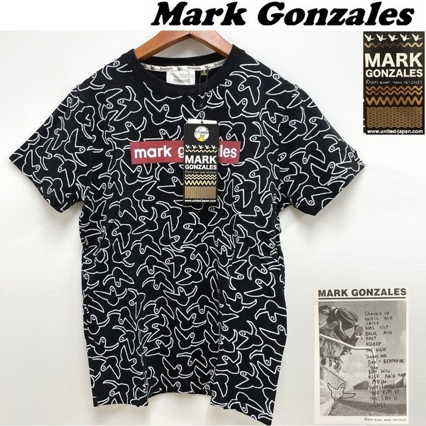 未使用品 /S/ Mark Gonzales ブラック 半袖Tシャツ タグ レッドロゴ GONZ ゴンズ アウトドア スケボー メンズ レディース マークゴンザレス