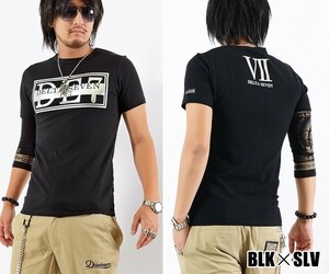 【DELTA VII】【del-70630】【ブランド ロゴ デザイン 半袖 プリント Ｔシャツ 】新品ブラックシルバーXL