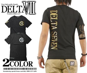 【DELTA SEVEN】サークルセブン ナンバーズロゴ 半袖 Tシャツ 【del-70624】新品ブラックゴールドL