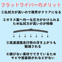 日産 キャラバン/ホーミー シルクロード含む E25 フラット エアロ ワイパーブレード U字フック 475mm 475mm 2本 グラファイト加工_画像6