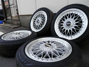 ガリ傷無し BBS RS 512 8J-39 ＆ 9.5分山 DUNLOP LEMNS LM 703 215-55-17 中古4本セット 即決あり BBS純正センターキャップレンチ付き