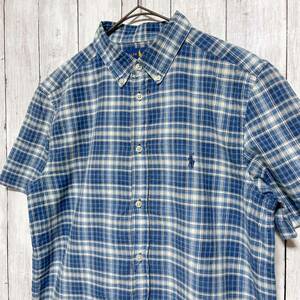 ラルフローレン Ralph Lauren チェックシャツ 半袖シャツ レディース ワンポイント コットン100% XLサイズ(18-20) 3‐414