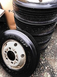 225/80R17.5 Dunlop SP122 Mix tire 4 ton car W type aluminium wheel 6 hole present condition goods 6ps.@ set sale 1 car minute tire wheel tire 