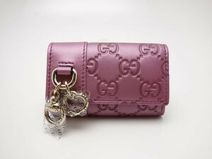 GUCCI グッチ　グッチシマ　６連キーケース　ハートビット　270031 ピンク　レディース　小物　中古　送料無料